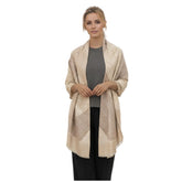 Kaschmirschal 185x65 Damen klassisch Beige Weiss  S25